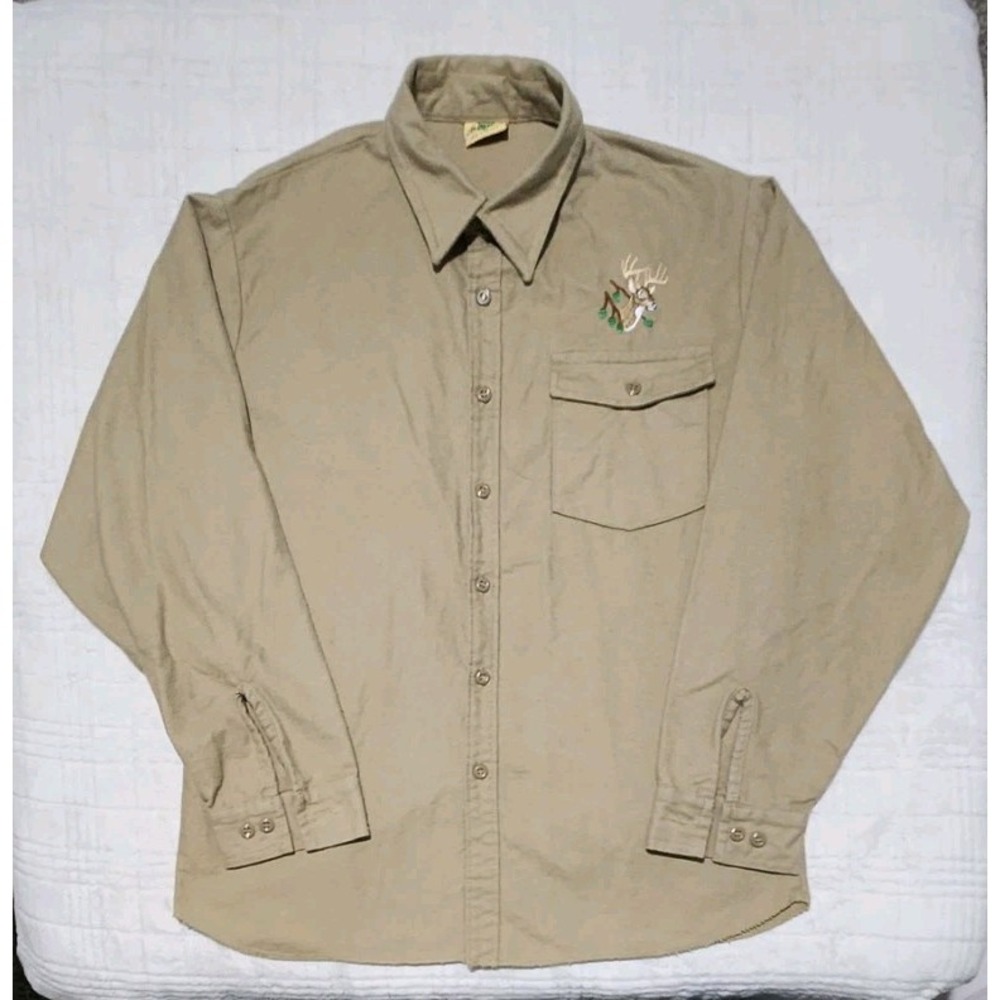 Vintage‎ Ideal Flannel Mens L  Embroidered Chamois Whitetail Hunting Made in USA